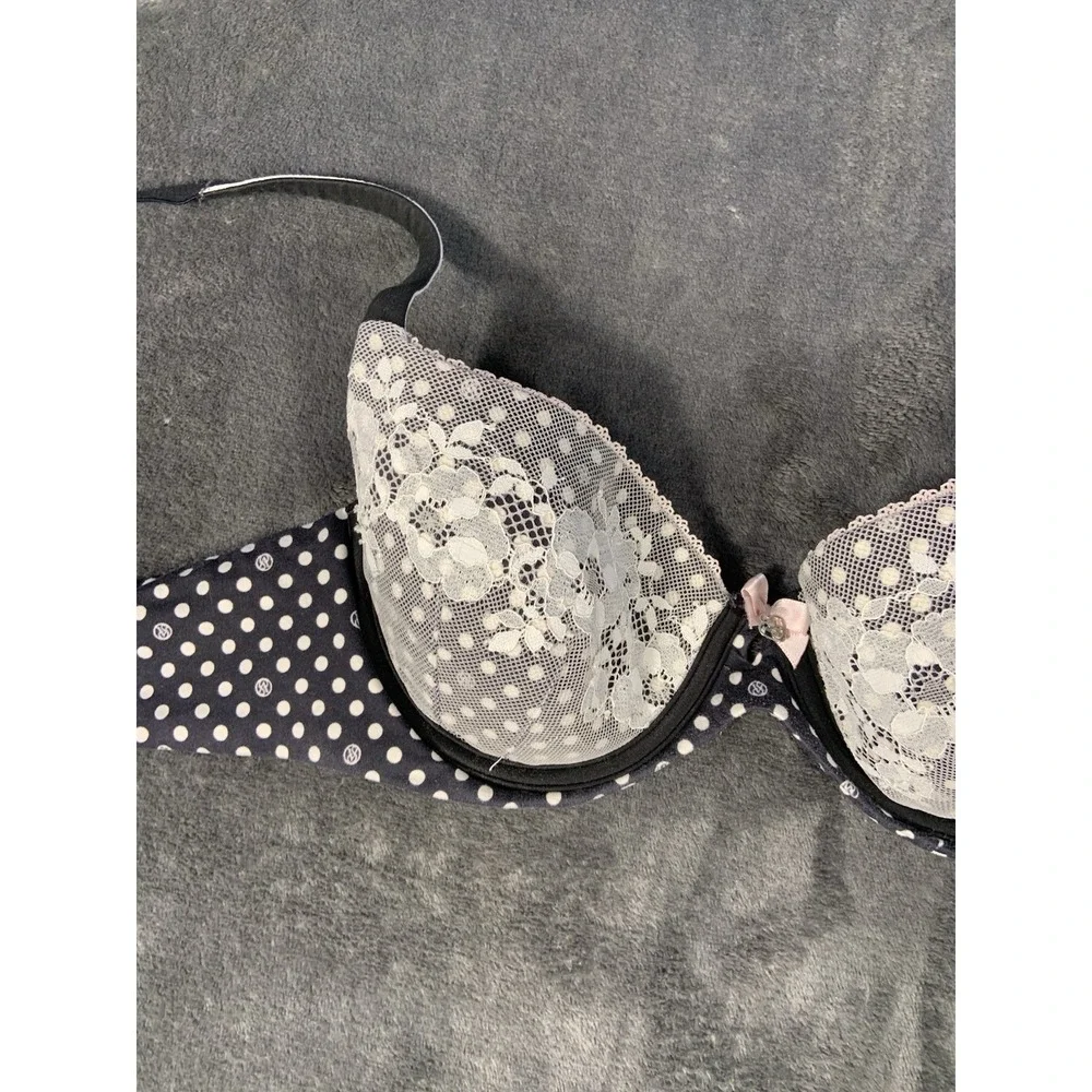 Body by Victoria's Secret Perfect Shape‎ Bra Black White Polka Dot Lace 36B
